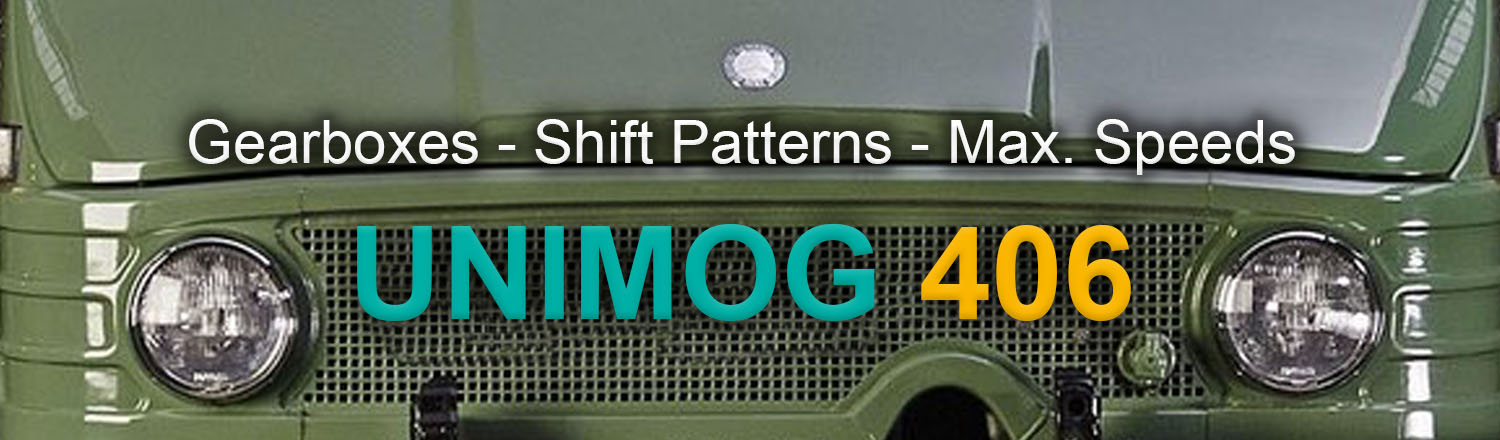 Unimog 406 Gearboxes, Shift Patterns and Maximum Speeds - poster